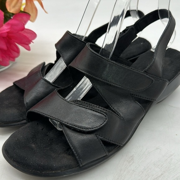 Walking Cradles Slide Leather Upper Sandals for Women for  Walking Cradle Black Leather Sandals Size 10 Wide Width BSN5127B
